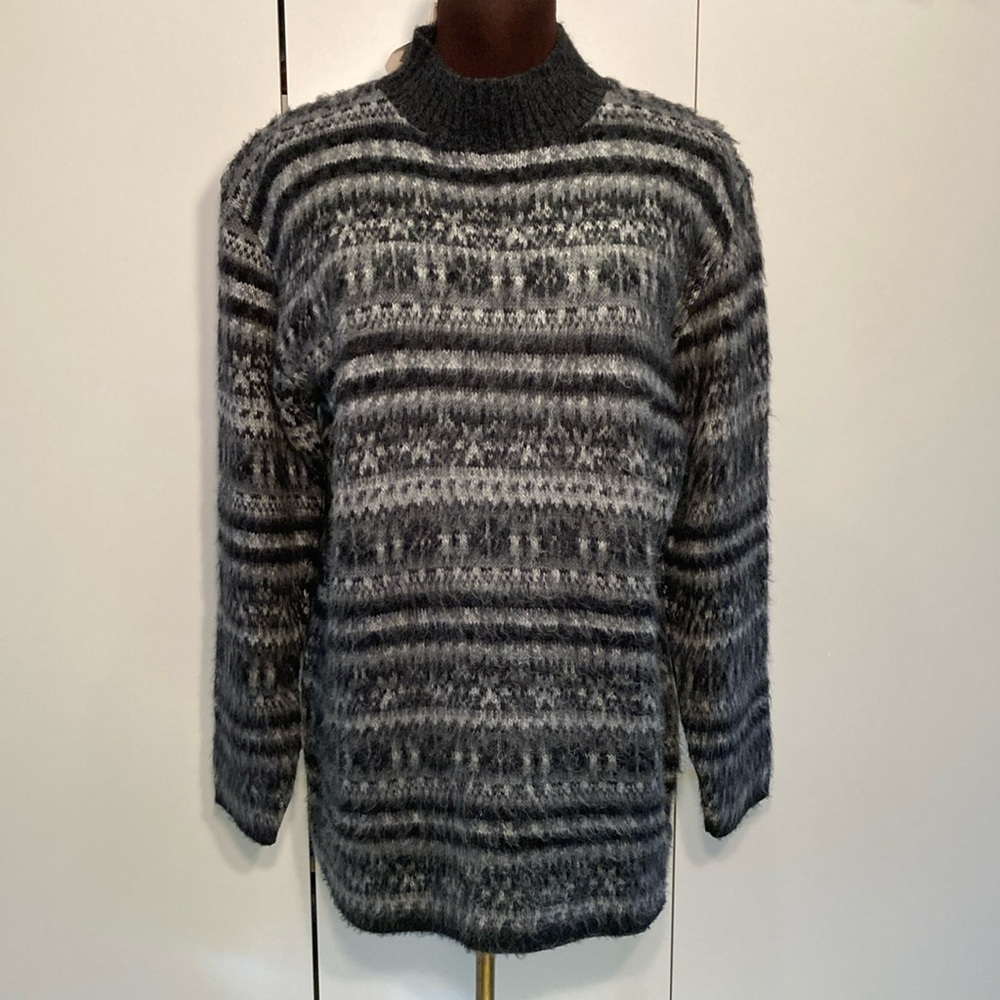 Classic elements mock neck sweater jacquard fair isle M